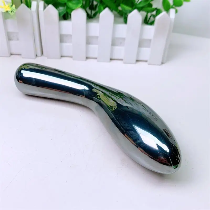 Large Size Natural Terahertz Crystal Massage Penis Wand Gemstone Yoni for Women Health Smooth Polished Fengshui Decor 18cm