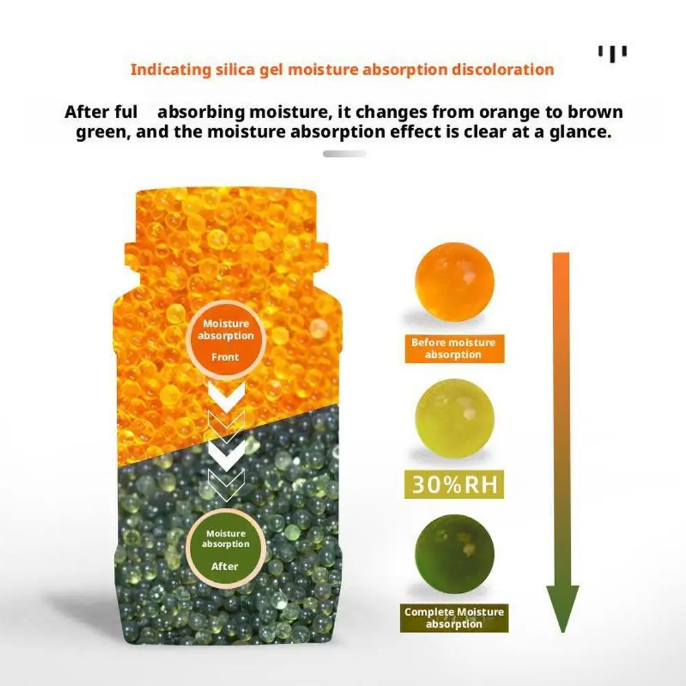 500 جرام قابلة لإعادة الاستخدام هلام السيليكا الخرز امتصاص الرطوبة المنتج الإلكتروني المجففة مزيل الرطوبة الأزرق/البرتقالي لكل صندوق
