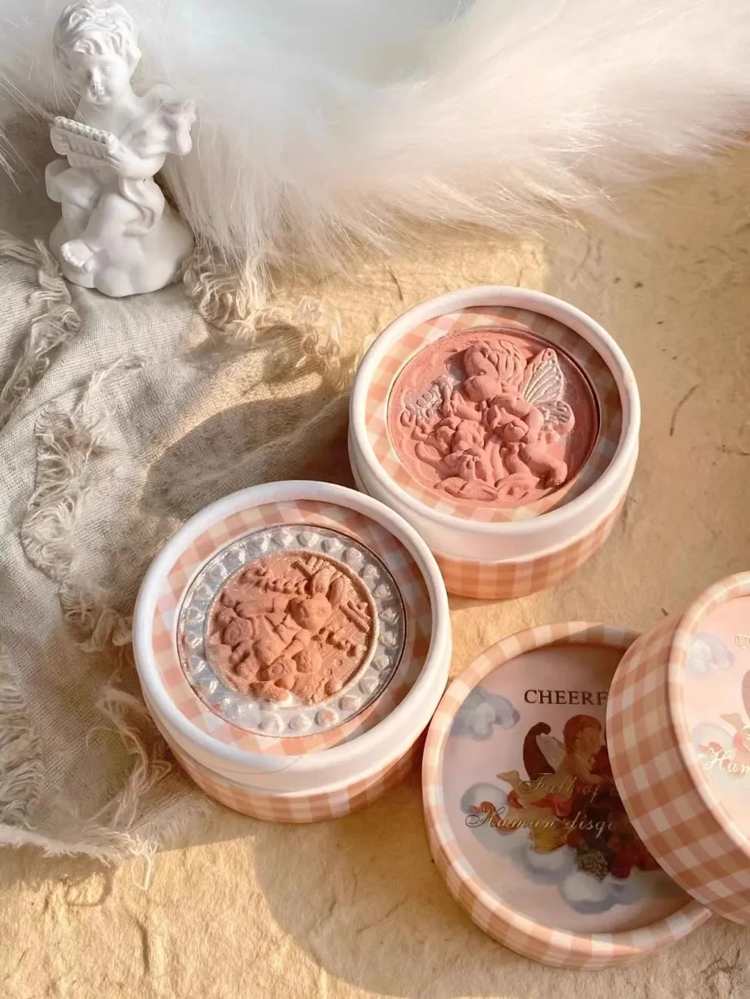 Original genuíno cheerflor anjo em relevo blush rosto fosco natural bochecha matiz iluminar contorno macio maquiagem feminina