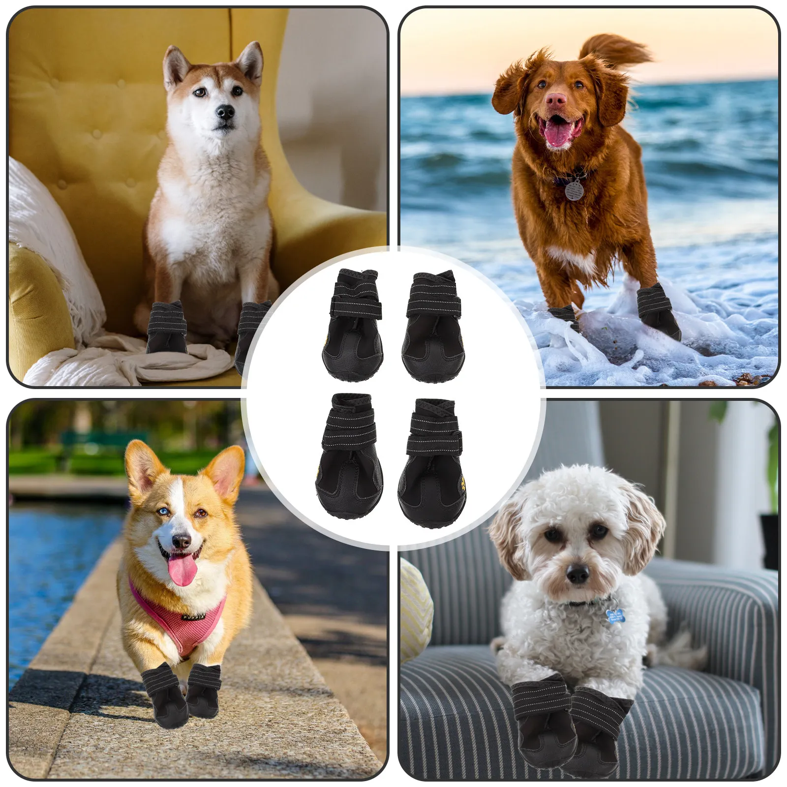 

4Pcs Dog Winter Boots Pet Snow Shoes Casual Outdoor Hiking Running Protection Against Snow Sand Stones Abrasive Surfaces Warm