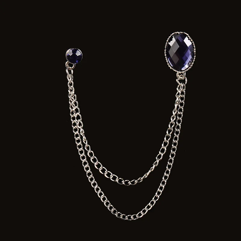 SKEDS Fashion Rhinestone Men Classic Chain Brooches Suit Jewelry Vintage Crystal Decoration Banquet Brooch Badges Pin Corsage