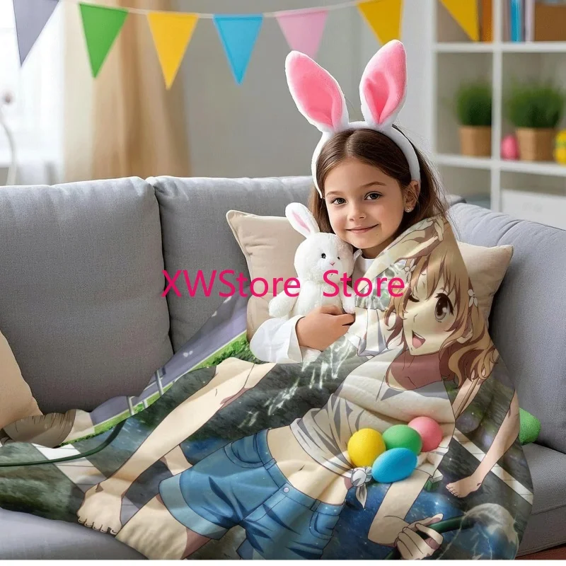 Japanese College Style Anime Flannel Blanket Office Air Conditioning Blanket Winter Thick Student Dormitory Nap Cover Blanket