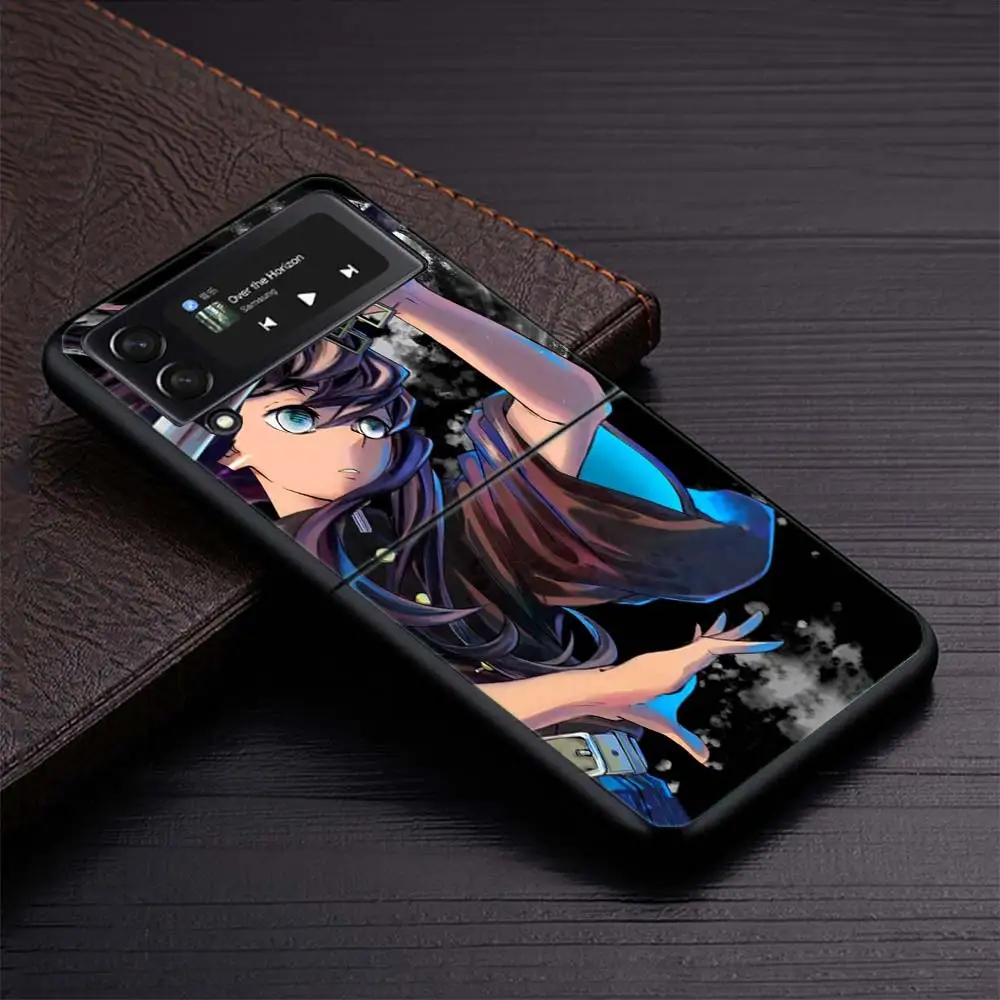 Demon Slayer Tokitou Muichirou Zflip4 Zflip5 Phone Case For Samsung Z Flip3 Flip4 Flip5 5G zFlip 4 5 Cover Cellphone Shell Caso