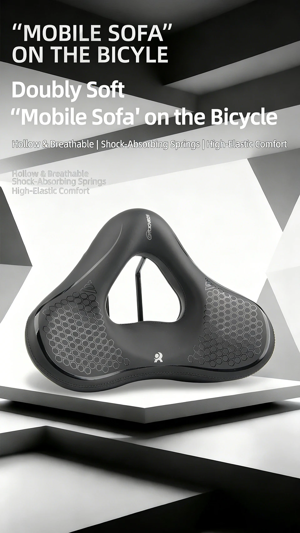 Fahrradsattel, Hochelastische Stoßdämpfung, Dicker Weicher Ergonomischer Hohler Atmungsaktiver Fahrradsitz für Mountainbikes & Rennräder – Detail 3