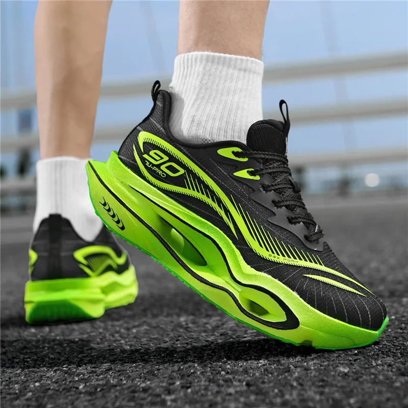 Herren-Freizeitsportschuhe, trendige, dämpfende Laufschuhe mit dicker Sohle, atmungsaktive, leichte Sportschuhe aus Mesh-Material, Laufschuhe mit hoher Dämpfung und weicher Sohle, rutschfest und abriebfest, für Jugendliche und Studenten. – Detail 19
