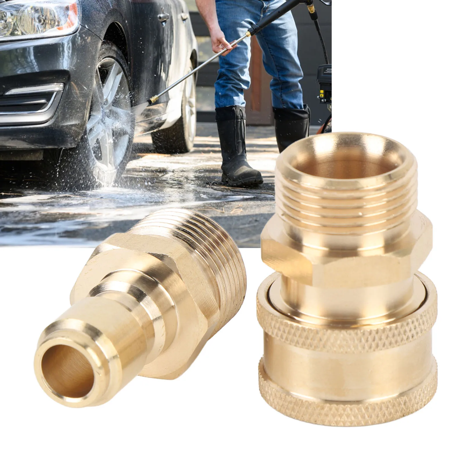 

5000 PSI Pressure Washer Adapter – M22 Male Thread, 3/8" Quick Connect, Brass Fitting