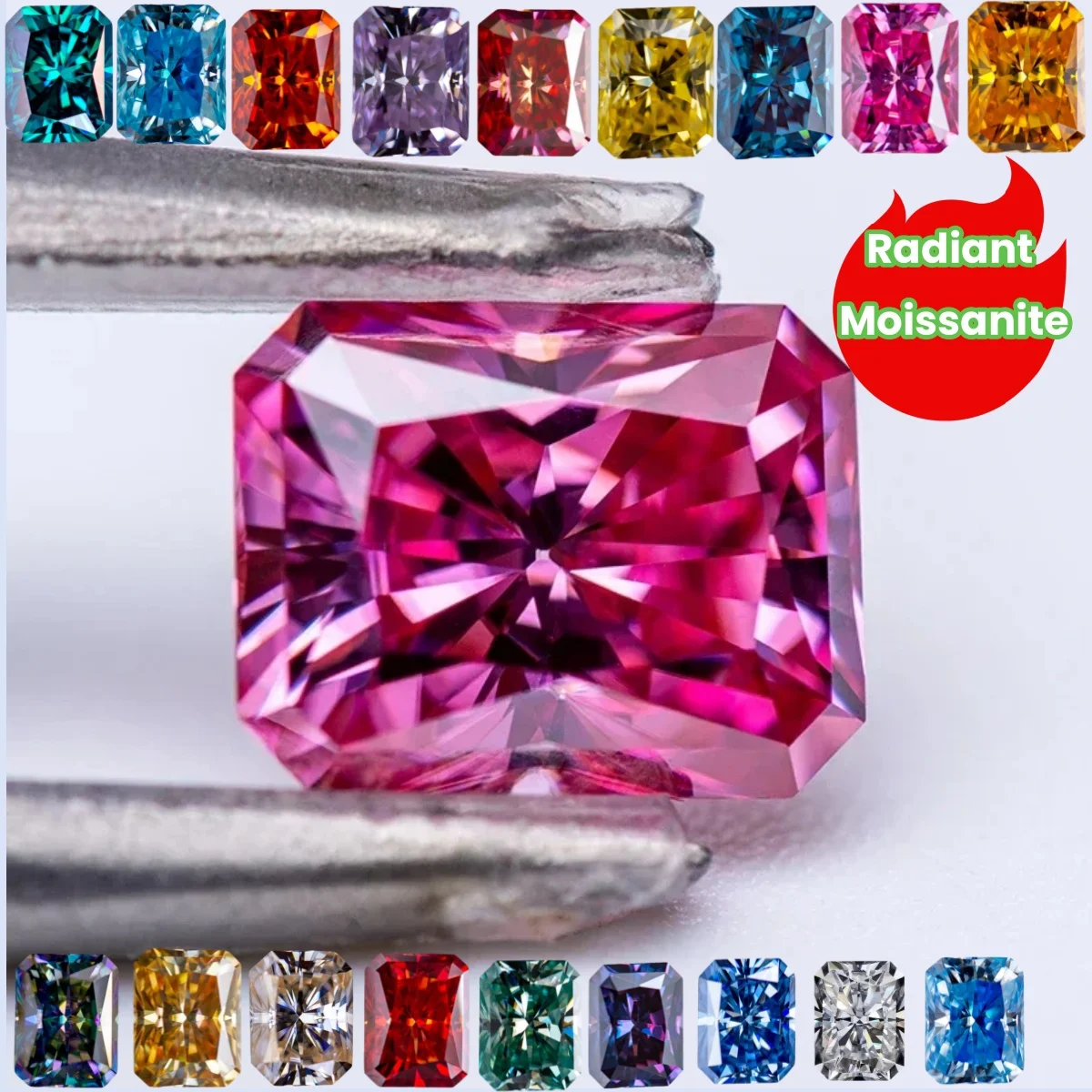 Radiant Cut Moissanite 1.0~5.0ct 5x7mm~9x11mm Loose VVS1 GRA Charms Fine Gemstone  For Jewelry Women Rings Necklace Make