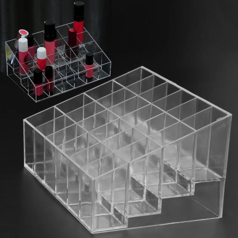 24 Grid Acrylic Lipstick Holder Lipstick Display Stand Holder Lipstick Stand Case Makeup Organizer Cosmetic Jewelry Storage Box