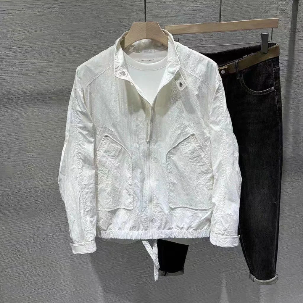 

Men's Summer 2025 Breathable Ice Silk Thin Sun Protection Jaet Fiing Outerwear Lightweight Long Sve Zipper Closure Pol...