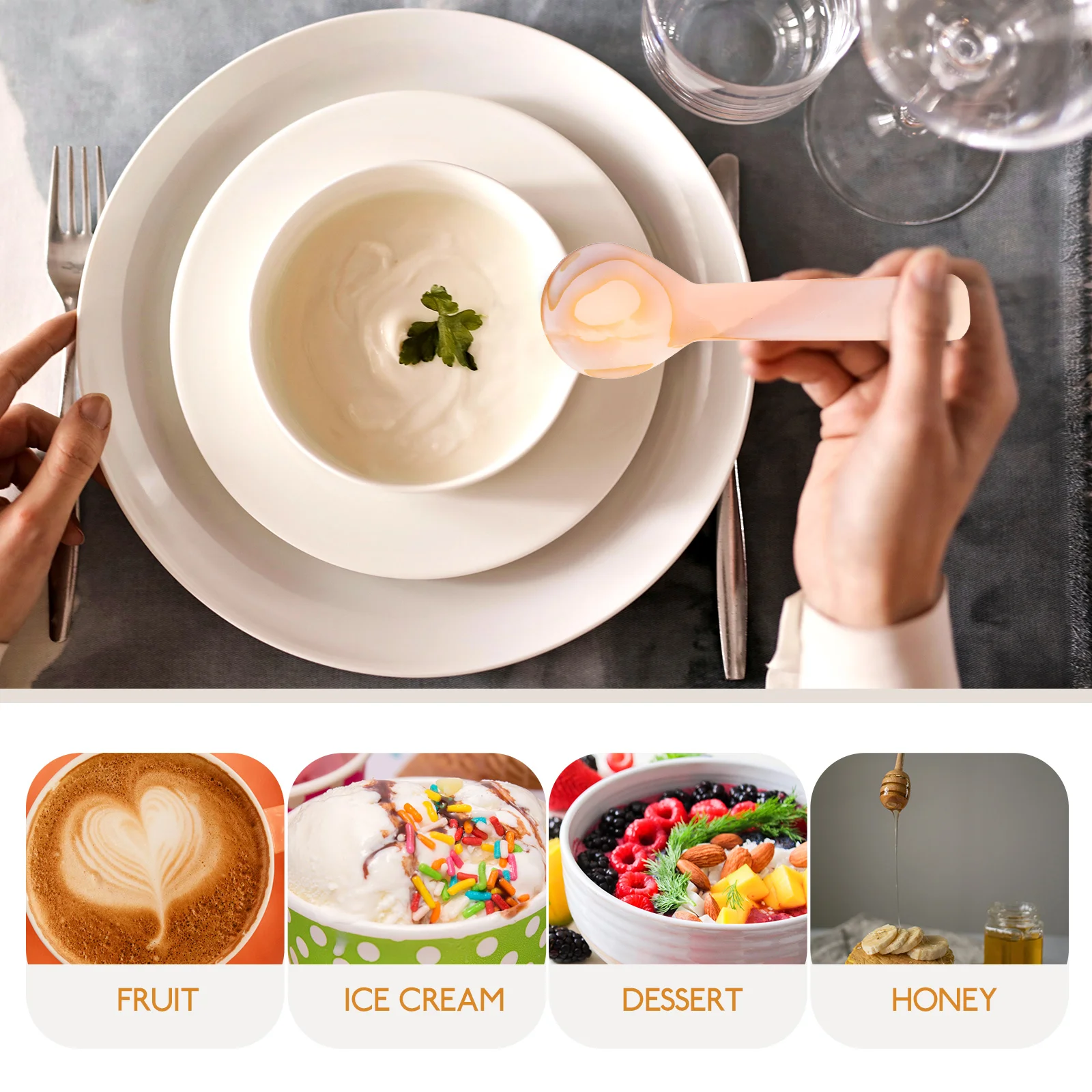 

3pcs Caviar Shell Dessert Soup Spoon Lightweight Home Kitchen Supplies Shell Spoon for Coffee Porridge