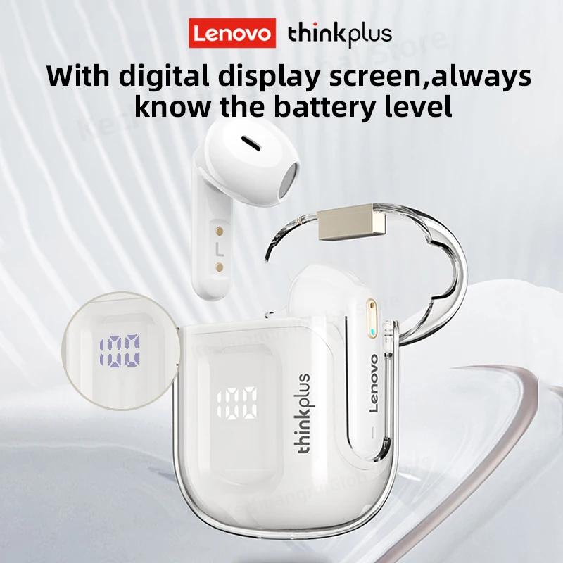 Lenovo-오리지널 LP6 프로 블루투스 5.3 이어폰, TWS 무선 헤드폰, LED 디지털 디스플레이 HiFi 이어버드, 스포츠 게임 헤드셋