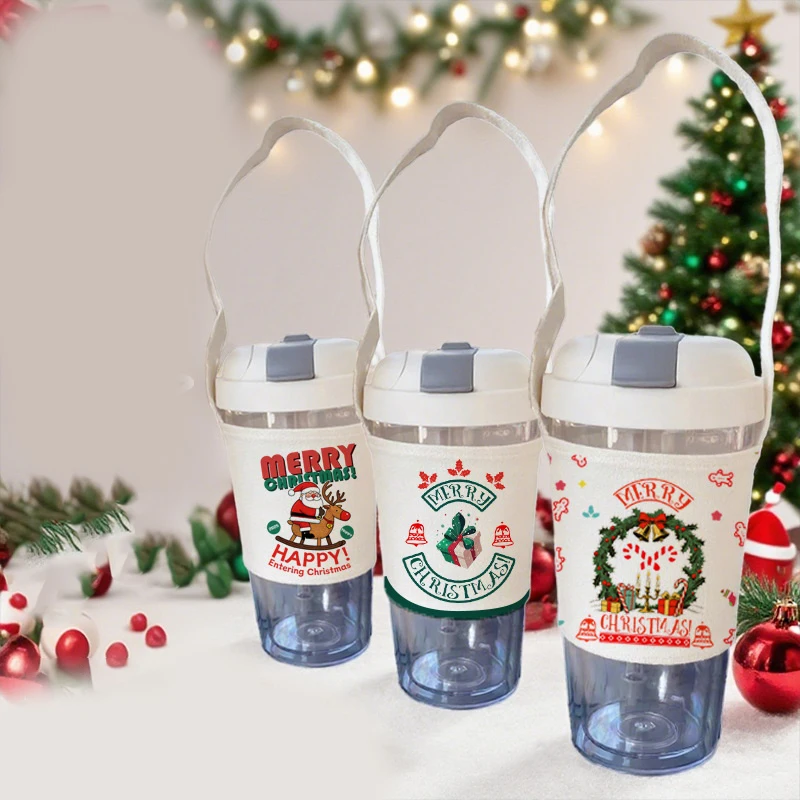 クリスマスミルクティーカップカバーオフィスポータブルモバイルコーヒーカップ学生魔法瓶カップ保護カバーユニバーサル