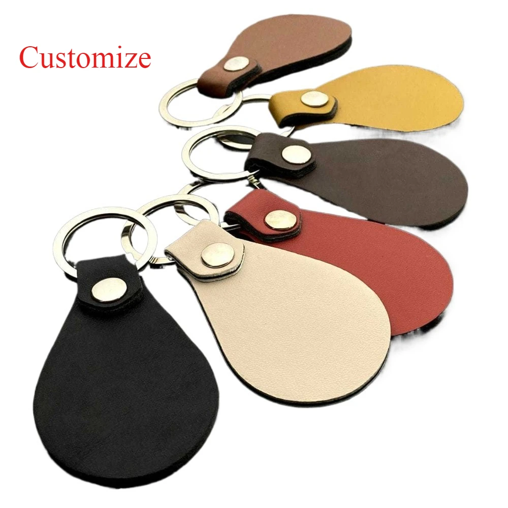

Minimalist Leather Multifunctional Car Keyring Mini Water Droplet Sensing Access Card Sleeve Card Bag Neutral Keychain DIY Gift