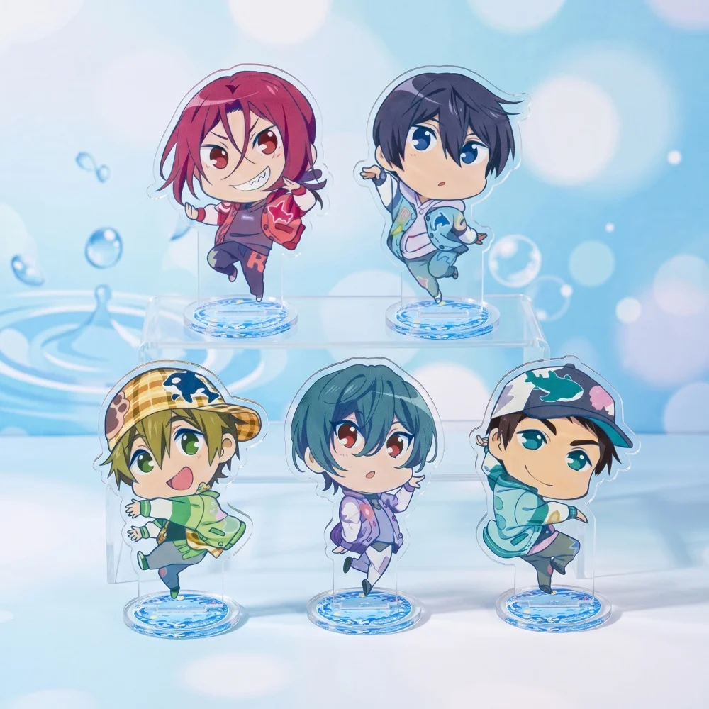 Anime Free! Eternal Summer Chibi 10cm Acrylic Stand Figure Haruka Nanase Ikuya Cosplay Model Plate Desk Decor Toy Gift Keychain