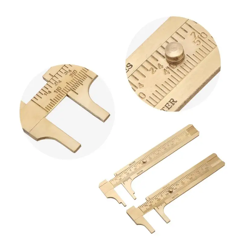 Brass Vernier Caliper, Mini Precision Measuring Tool With Metric & Imperial Scale, Pocket Size Slide Gauge For DIY