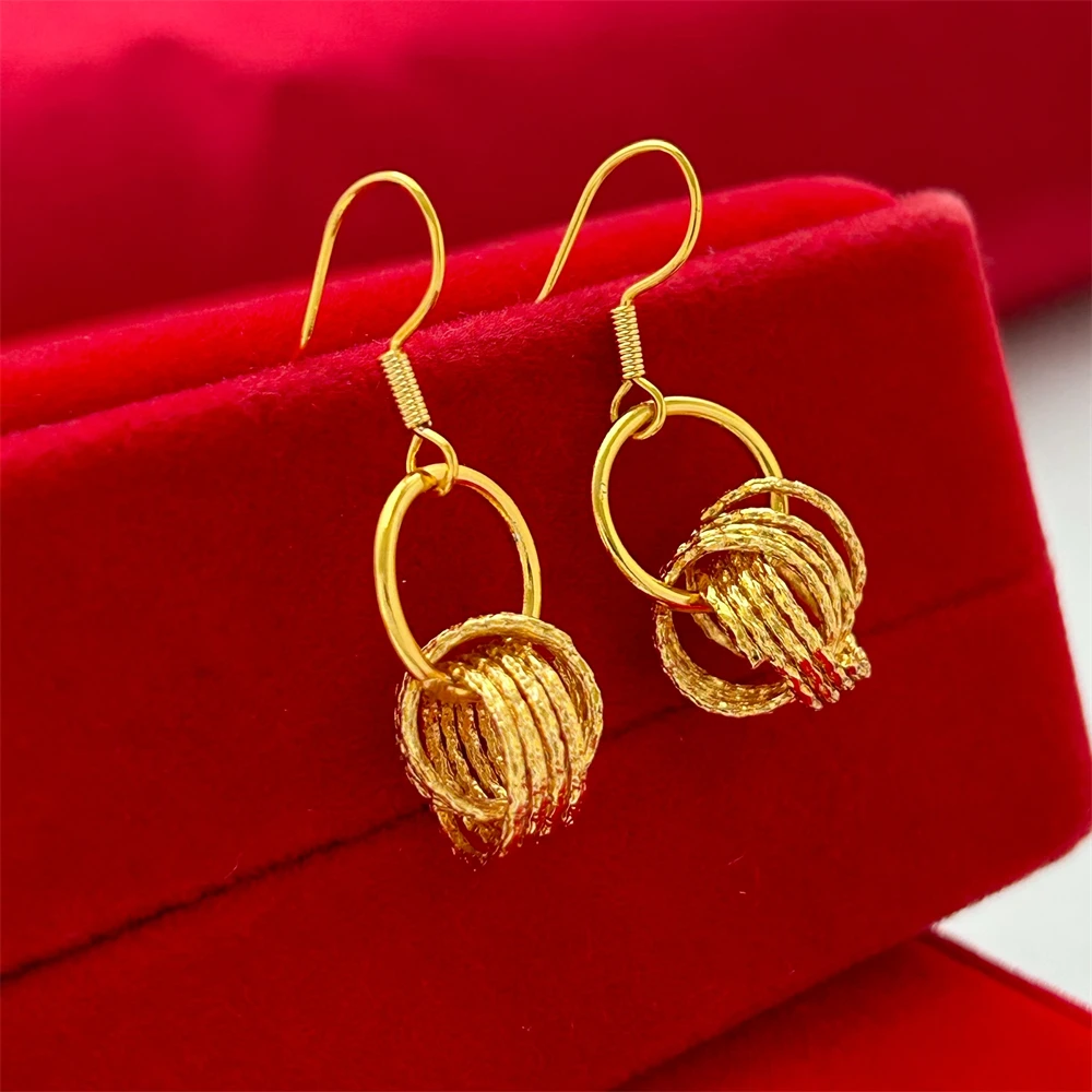 Gold Plated Flower Leaf Bead Drop Earrings for Women Stainless Steel Long Tassel Earing Pendientes Mujer Trendy Jewelry Gifts