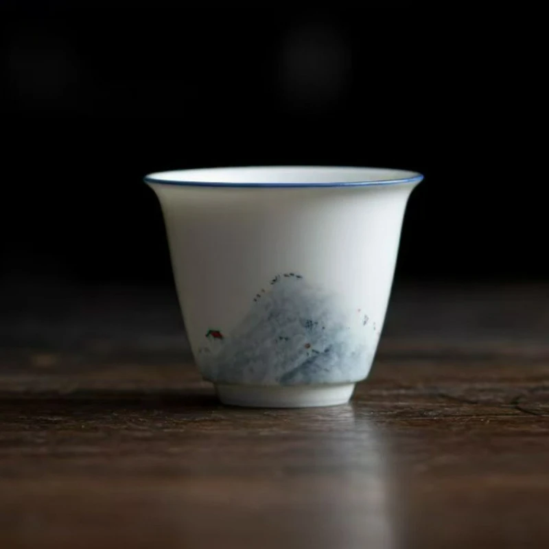 

Chinese Style Tradition Ceramic TeaCups Travel Portable Kung Fu Tea Cup Household Tea Bowl Master Cup Tea Set Accessories New