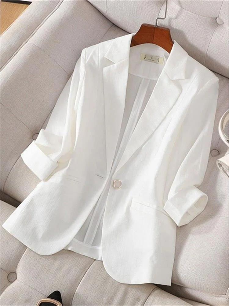 

Slim Fit ort Casual Sle Women's Jaet 3/4 Sve Thin Spring Summer New Arrival Faion Outerwear