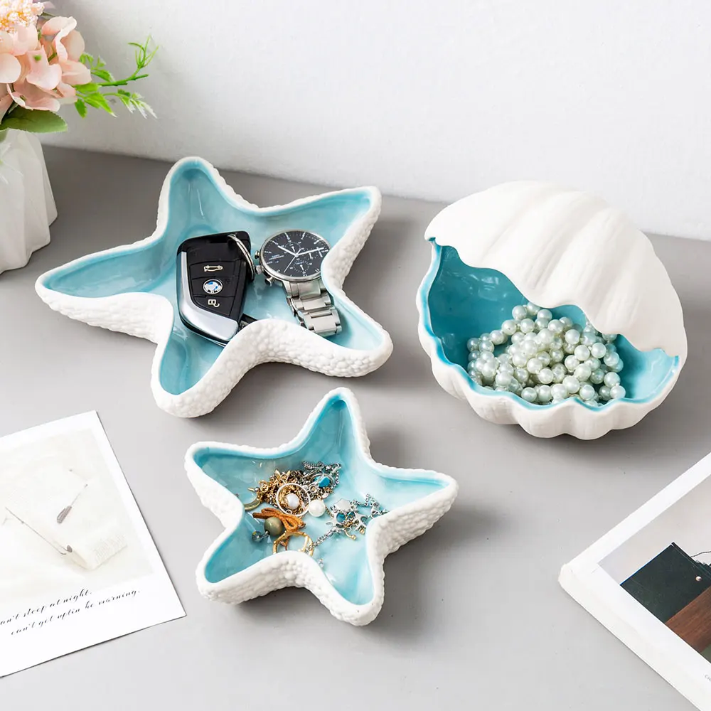 Modern Stylish Ceramic Shells&Starfish For Jewelry Storage and Crafts Decoration Christmas Gifts Party Ornaments