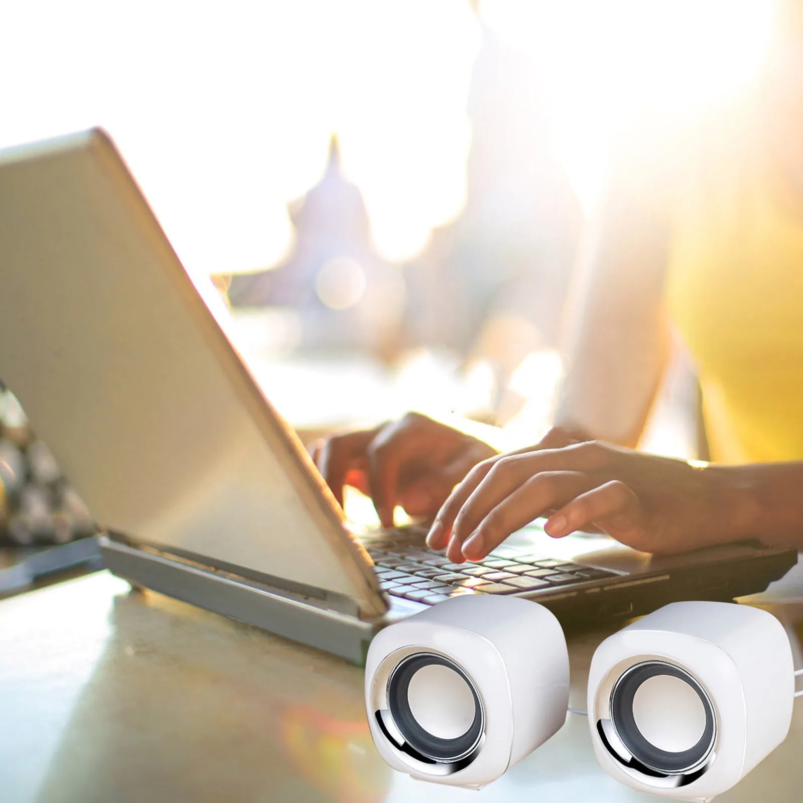 

USB Desktop Speakers Stereo Sound Wired Control for Computer Laptop Phone MP3 Modern Design Metallic Compact Multimedia Audio