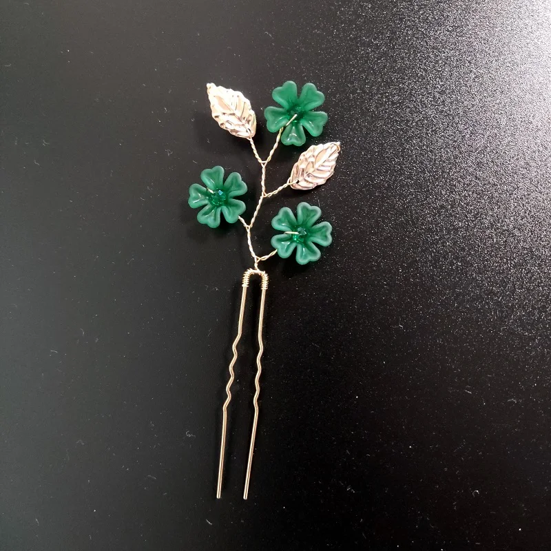 

Green Color Flower Hair Pins Hair Chopsticks Pins Antique Hairpin Cheongsam Flower Hairpin for Hair styling Accessory jewelry