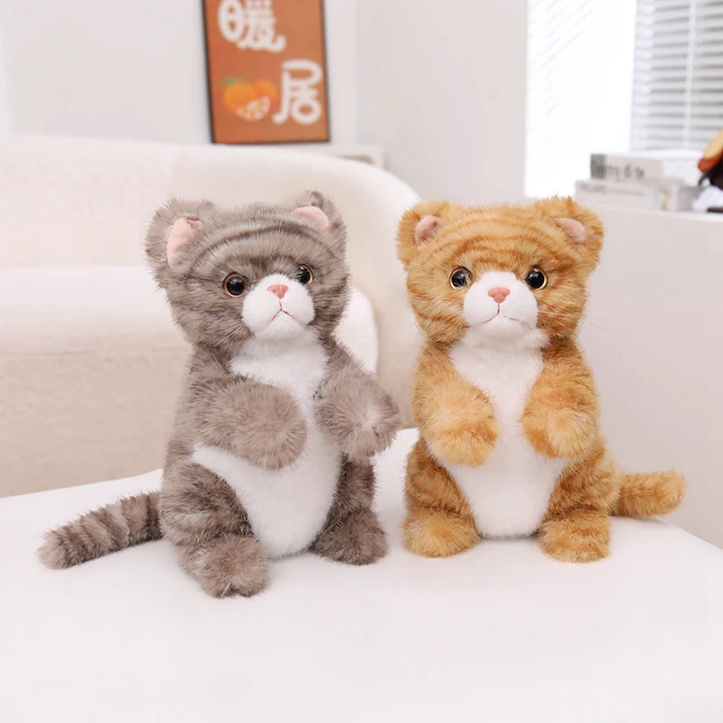 Simulated sitting posture, plush kitten, cute orange cat, coffee cat doll, sleeping pillow, student dormitory decoration