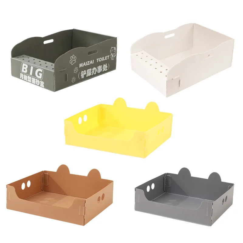 مستلزمات الحيوانات الأليفة صندوق فضلات القطط القابل للتصرف PP قابل للطي مقاوم للماء صندوق فضلات القطط صديق للبيئة صندوق فضلات القطط الكبيرة