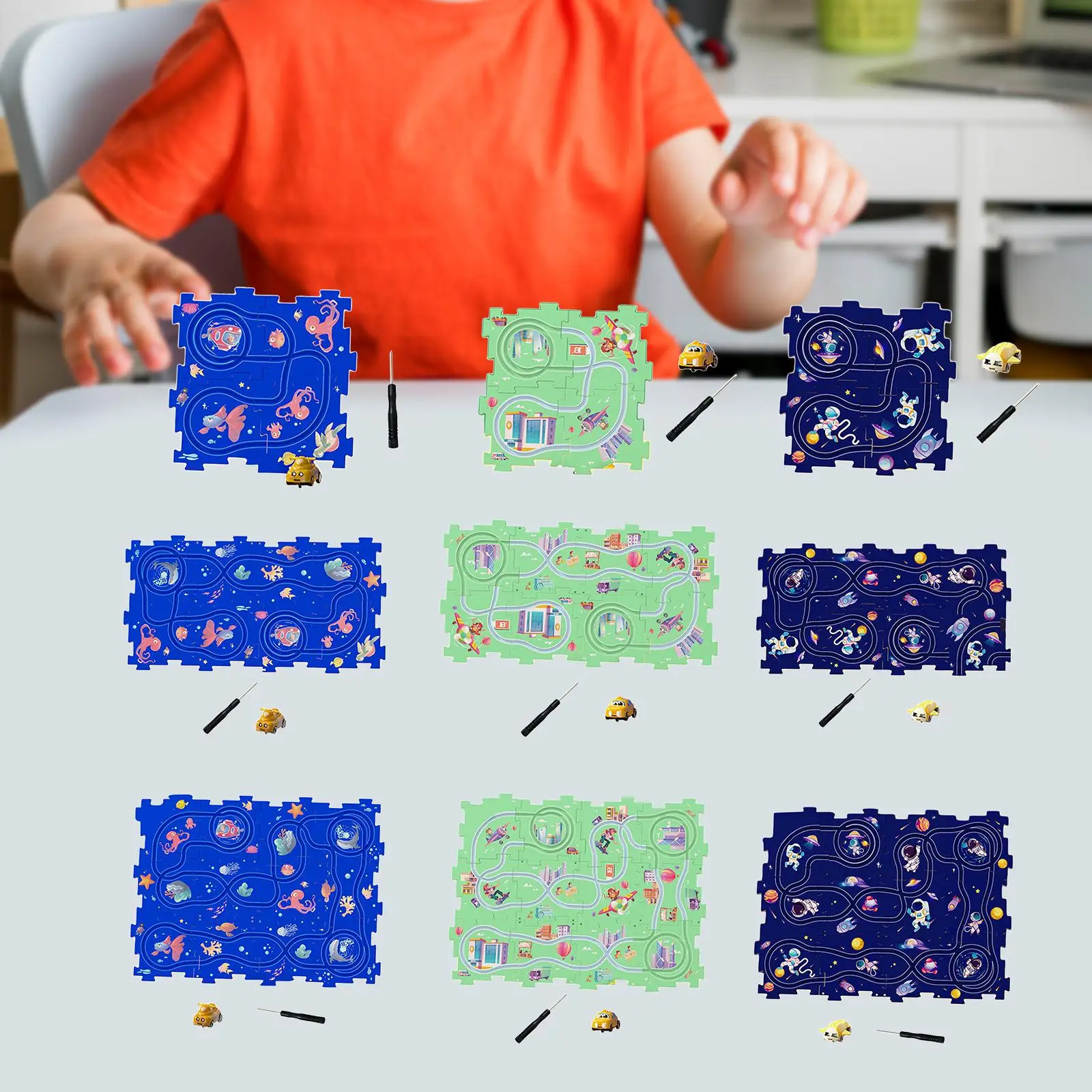 Puzzle Car Track Play Set Giocattoli da costruzione per auto ferroviarie per ragazze e bambini piccoli