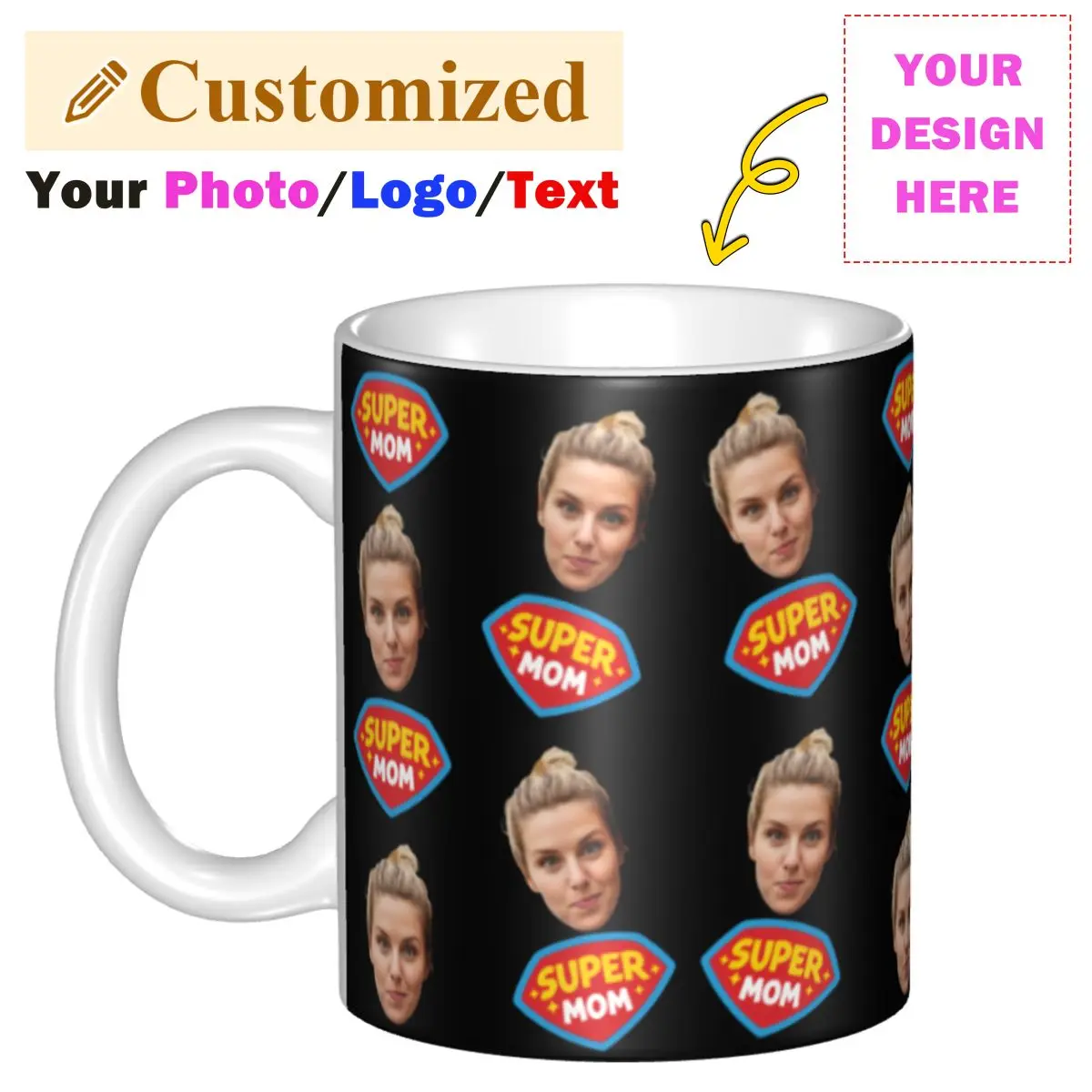 

Super Mom Custom Coffee Mugs DIY Custom Personalized Face Photo Design Ceramic Tea Milk Mug