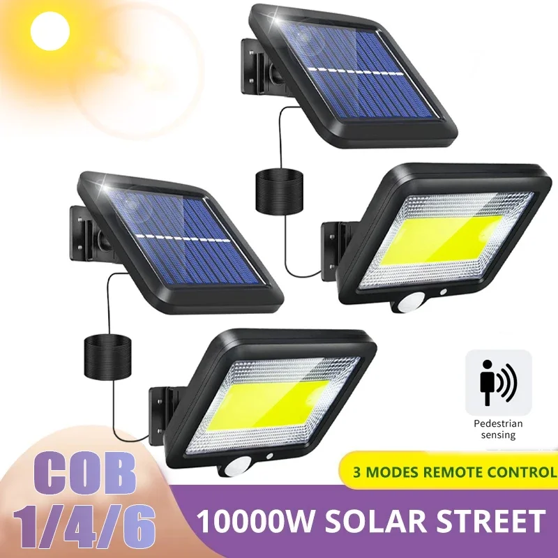 100/120/128COB Solar Lights Outdoor  Split Wall Lamp 3 Modes Waterproof Motion Sensor Street Light For Home Garden Landscape