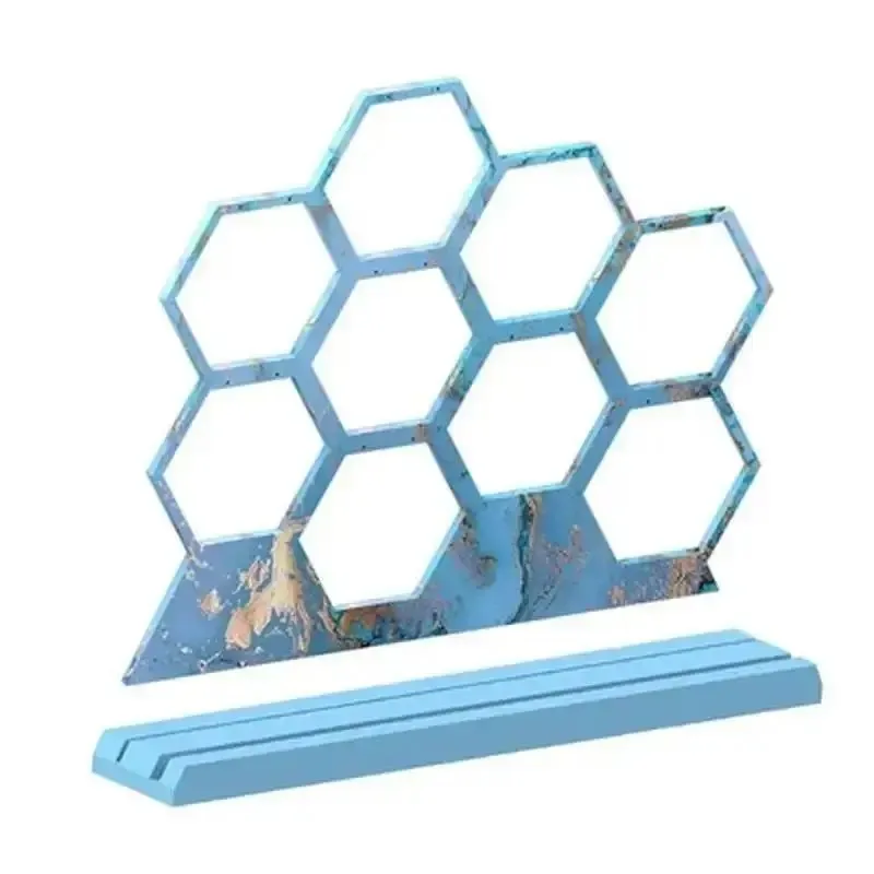 

1set Earring Storage Silicone Mold, Hollow Hexagonal Jewelry Display with Stand Trinket Molds for Resin Plaster Concrete Casting