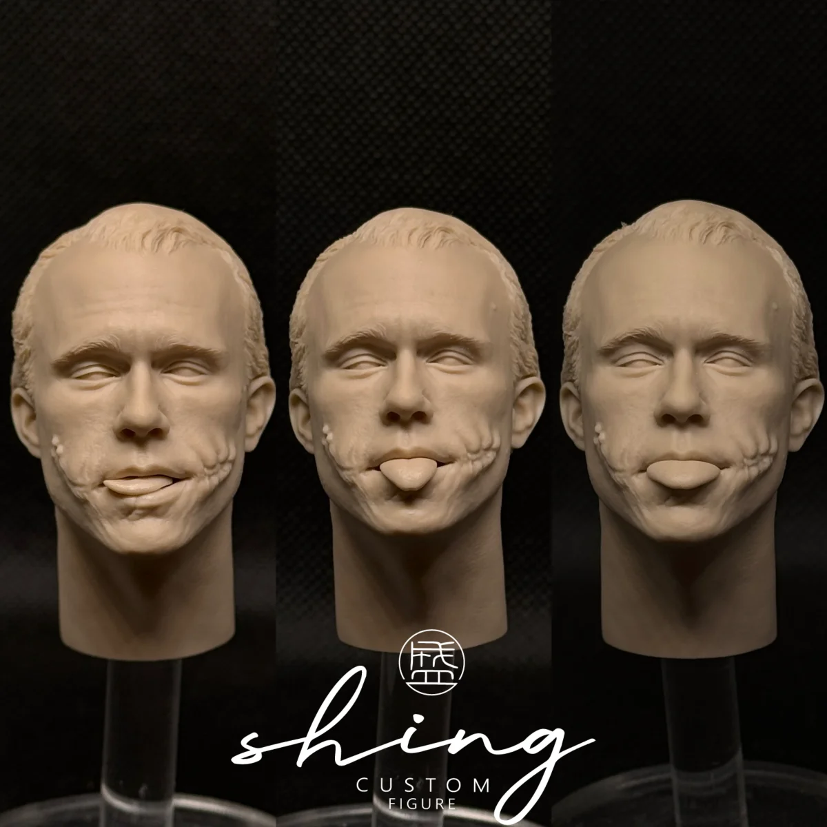 Unpainted 1/6 Super Villain Clown Actor Joaquin Phoenix Tongue Spitting Version Head Carving Model Fit 12inchs Action Figure