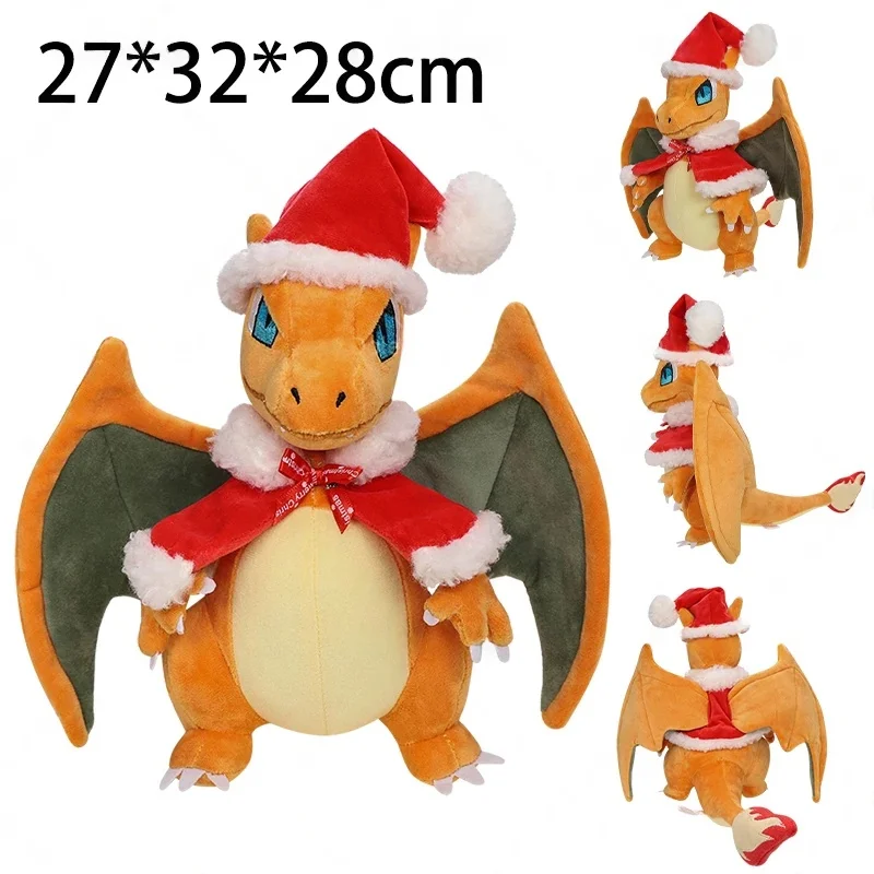 

28cm New Poke Mon Plush Christmas Charizard Charmander Kawaii Christmas Pika chu Anime Poke mon Stuffed Plush Dolls Kids Gifts