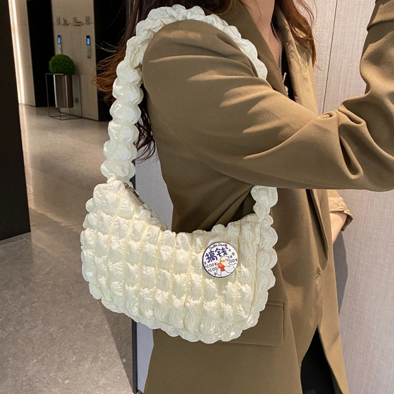 Soft Cloud Bubbles Handbags For Woman 2024 New Girls Pleated Cloud Underarm Bag Pouch Bag Casual Shoulder Bag Women Cute Purse