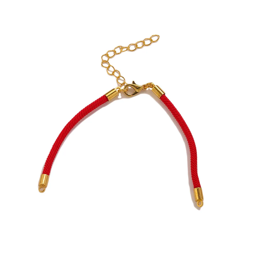 5PCS 3/4MM Adjustable Braiding Bracelets Connectors Polyamide Nylon Braiding Red Bracelet With Stainless Steel Cord End DIY Gift view 3