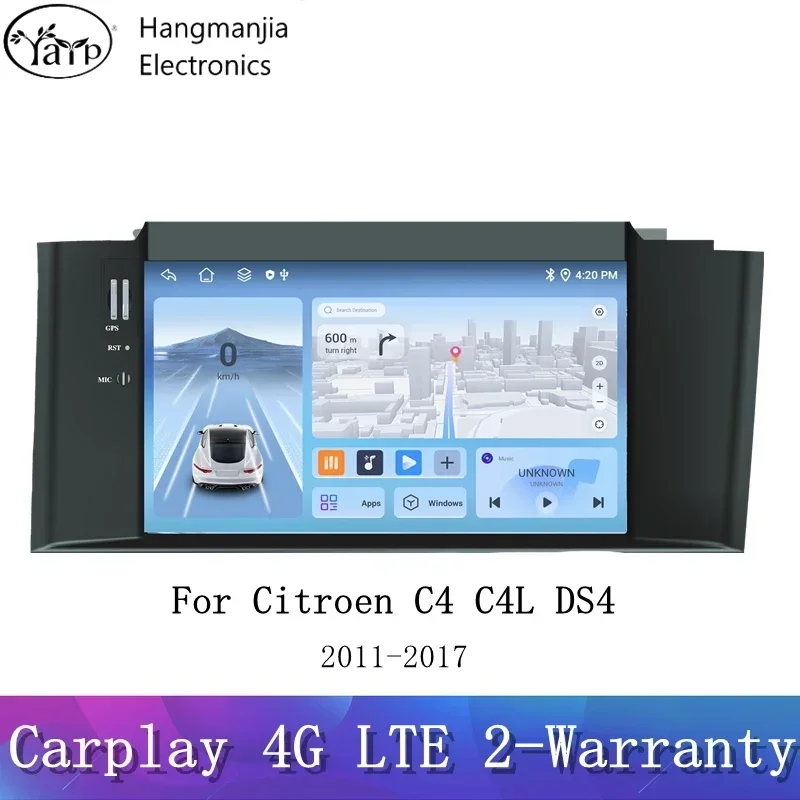 

hangmanjia Android 14 For Citroen C4 C4L DS4 2011-2017 GPS Navigation Stereo Car Radio Video Multimedia Player Autoradio Carplay