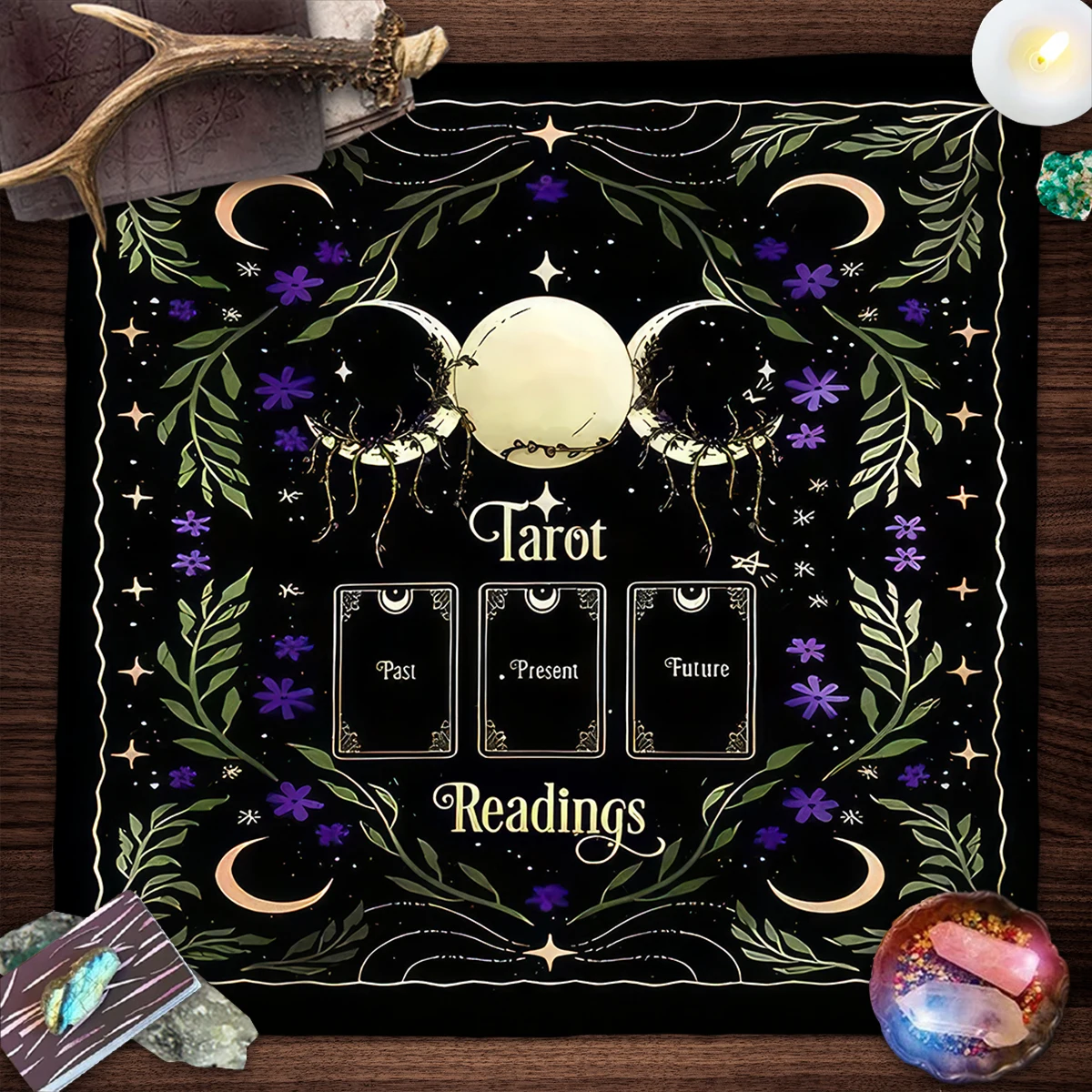 Triple Moon Table Cloth Divination Altar Cloth Decor Tarot Card Tablecloth Pagan Pendulum Witchcraft Astrology Oracle Card Mat