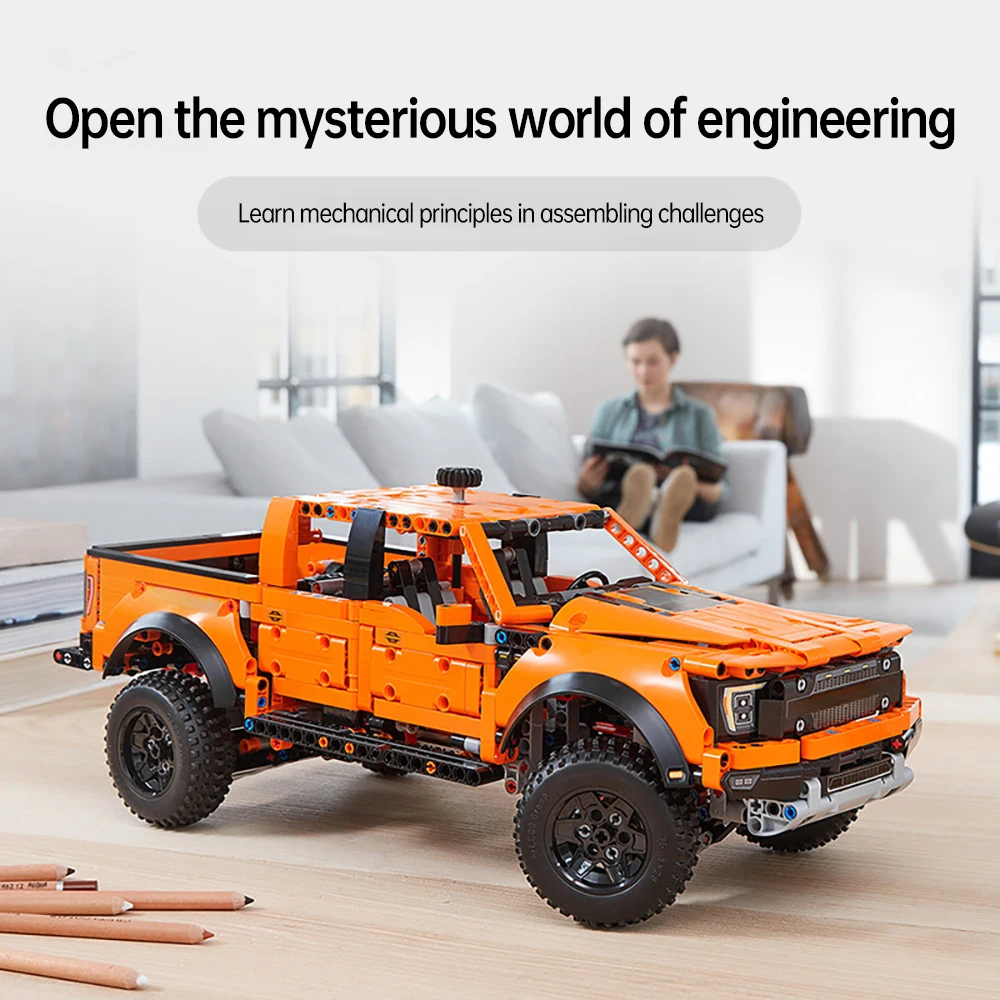 Raptor pickup Building Block Kit Recreating The Features and Functions of The Powerful Ford F-150 Raptor Pickup Truck