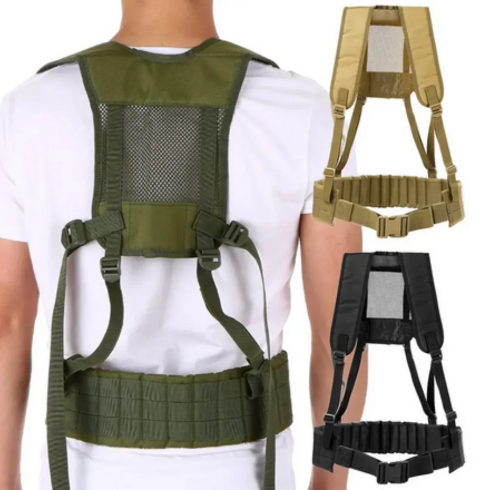 Adjustable Outdoor Hiking Camping Camouflage Tactical Vest Chest Rig Protective Vest Suspender H Type Molle Girdle  Belt