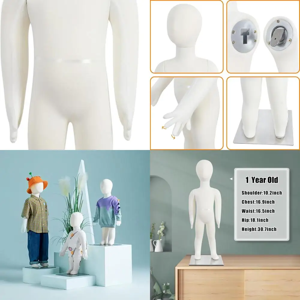 

Flexible Foam Child Mannequin, 1-Year-Old Size, Beige, with Removable Head