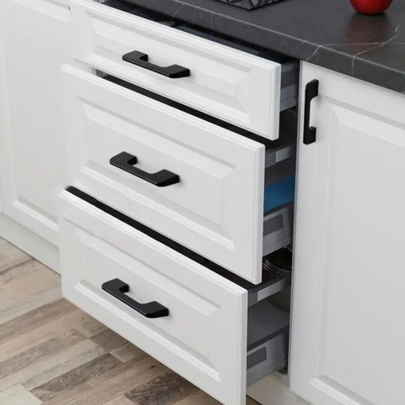 KK&FING 1PC Modern Kitchen Handles Furniture Black Aluminum Home Improvement Wardrobe Cupboard Drawer Handle Furniture Hardware