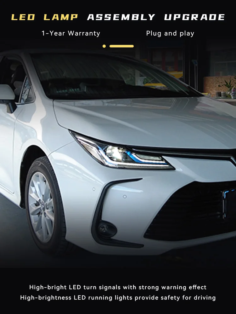 

Автомобильные фары для Toyota Corolla 2019-2021, полностью светодиодные фары, обновленные DRL, линзы проектора, передние аксессуары