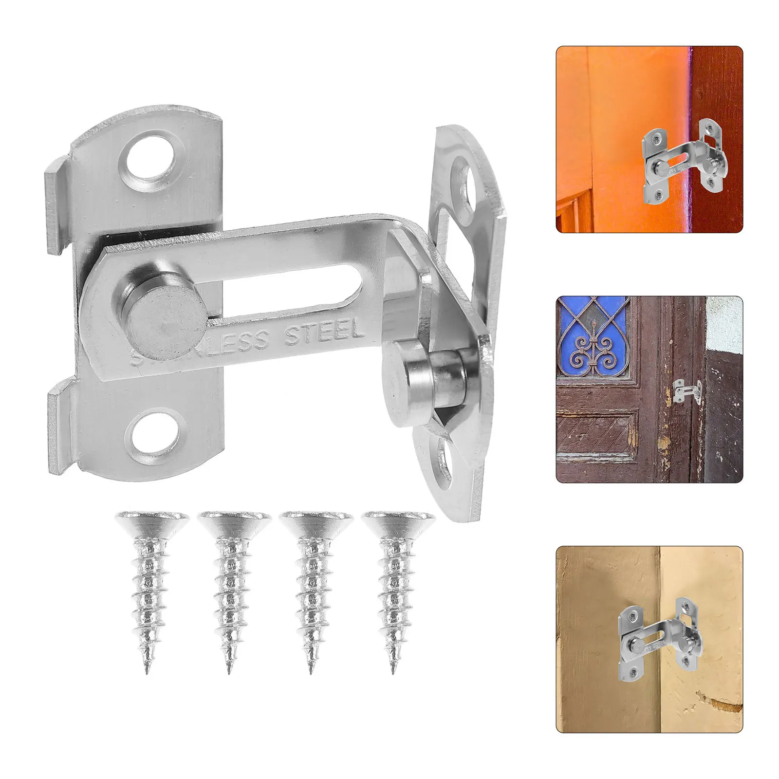 

2Pcs Thickened Stainless Steel Door Latch Locks Easy Install No Acute Edges for Modern Home Decor Door Locks Hasp Latch