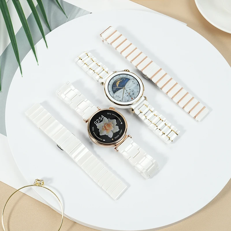 

Ремешок для умных часов Huawei GT3 PRO, белый керамический ремешок для часов GT5 Pro 42 мм/GT5, 41 мм, сменный ремешок унисекс 43 46 мм