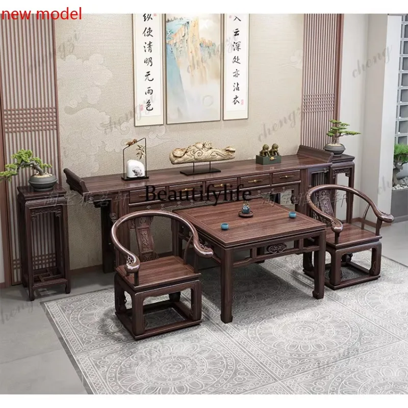 DD182New Chinese-style solid wood middle hall six-piece  offering  incense  house household upturned head table