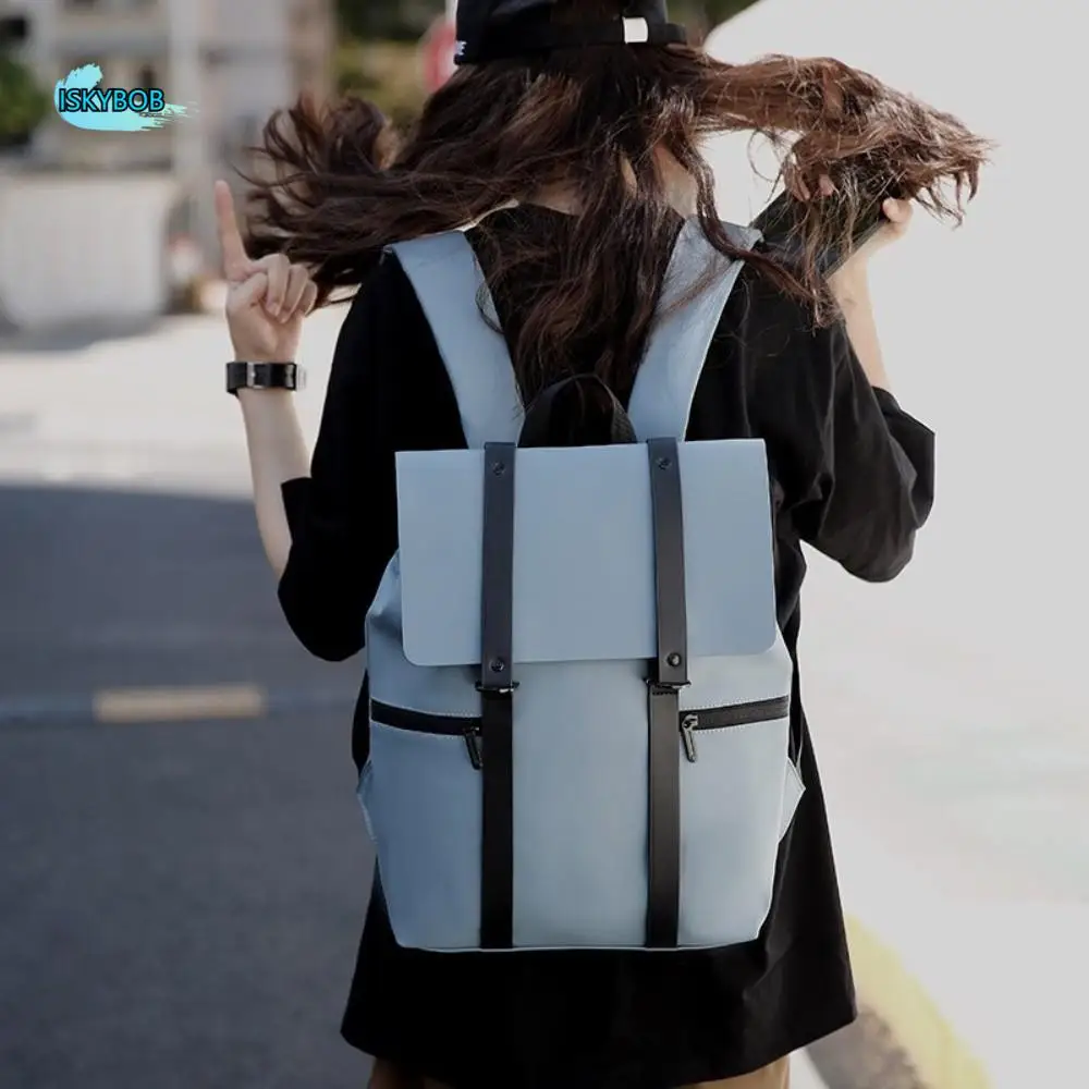 

Waterproof School Bags Large Capacity Solid Color Laptop Backpacks Adjustable Shoulder Strap Portable Travel Backpack