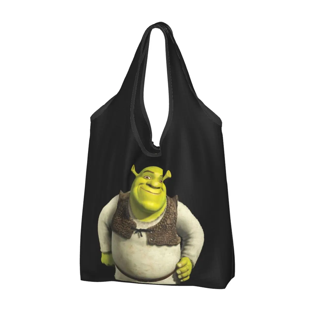 

Custom Funny Shreks Head Meme Grocery Shopping Bags Funny Shopper Tote Shoulder Bags Big Capacity Portable Handbag