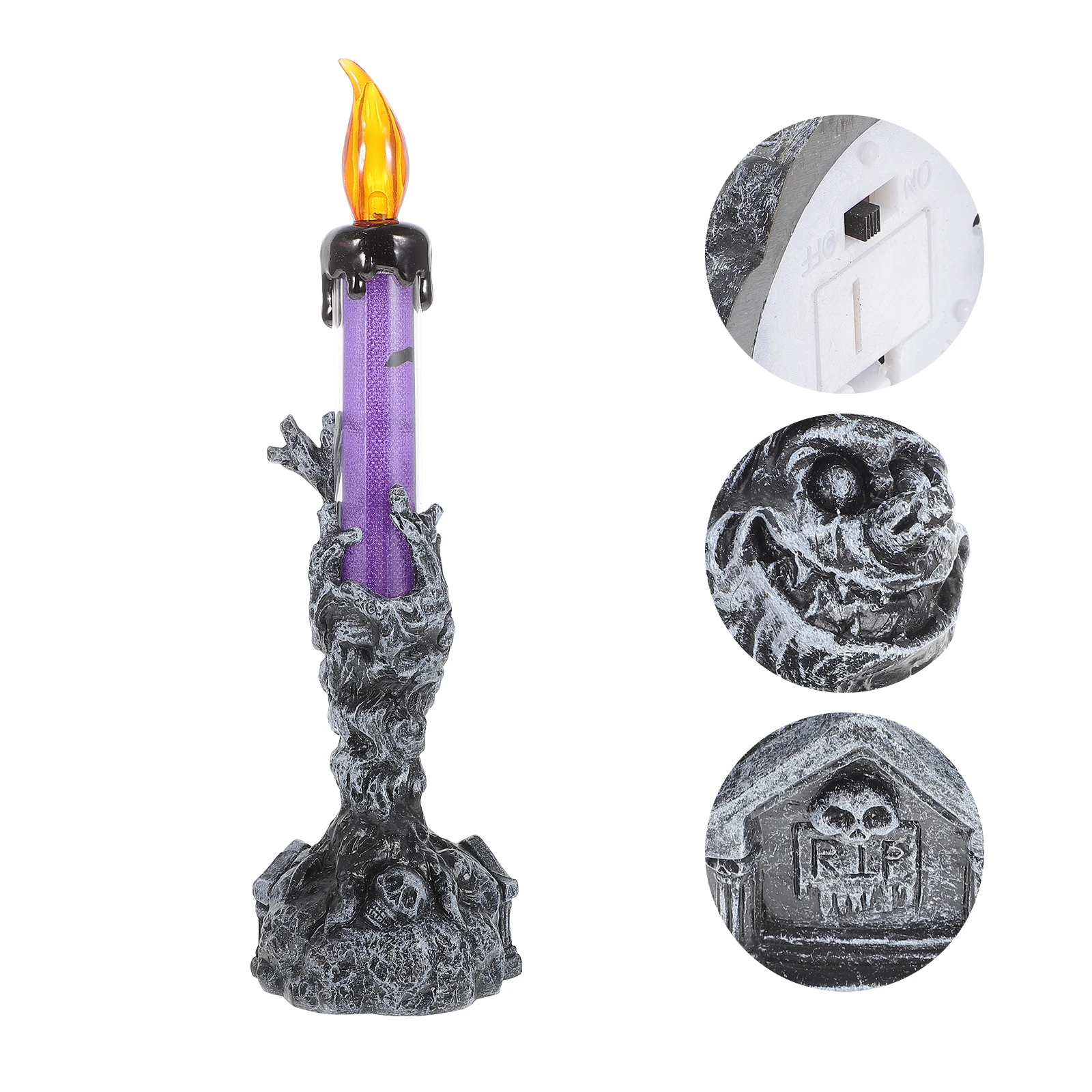 

2pcs Purple LED Halloween Lamp Pumpkin Face Tombstone Design Party Decorations Flameless Flickering Light Effect Indoor
