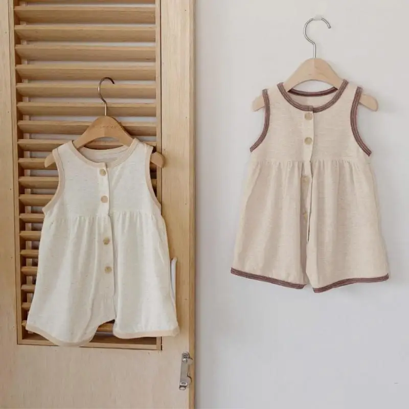2026 Summer New Baby Sleeveless Romper Cute Newborn Cotton Overalls Boy Girl Toddler Jumpsuit Solid Infant Clothes 0-24M