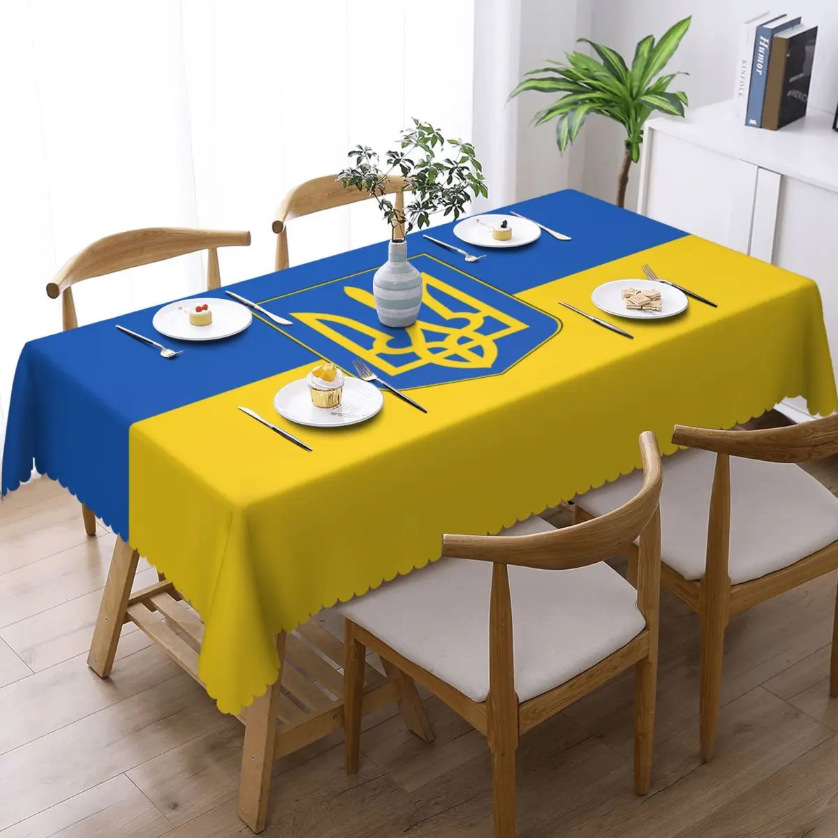 Customized Rectangular Flag Of Ukraine Tablecloth Fit 45